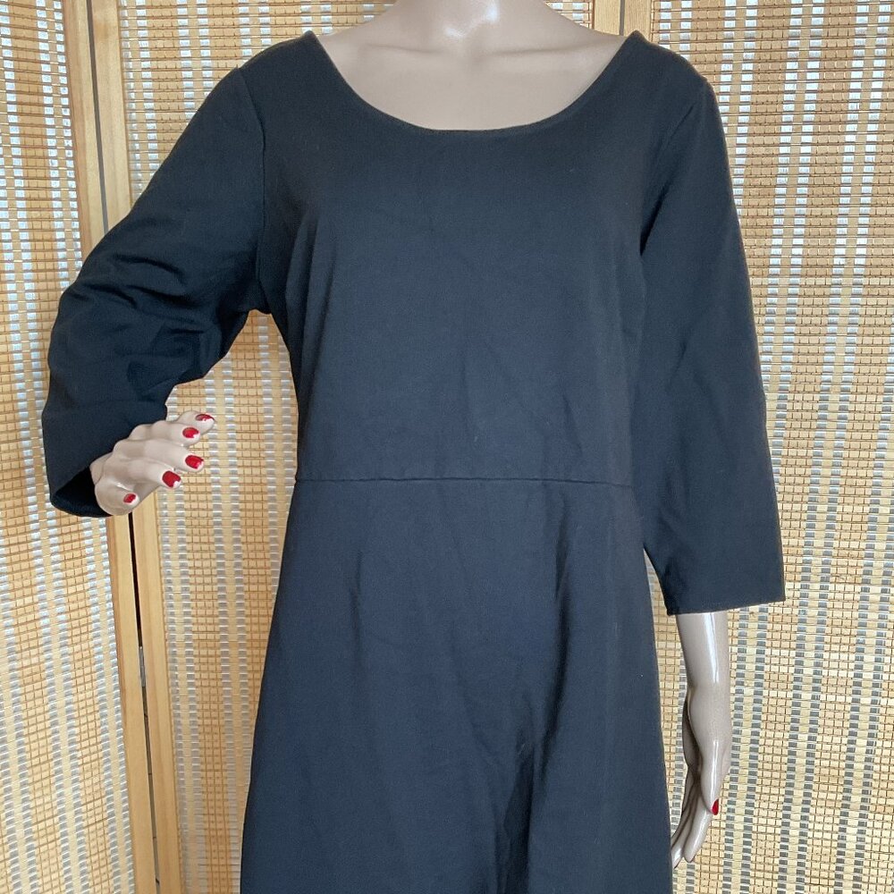 Talbots Dress Women's Size 16W Midi Black Plus Size Classic Business 3/4 Sleeves